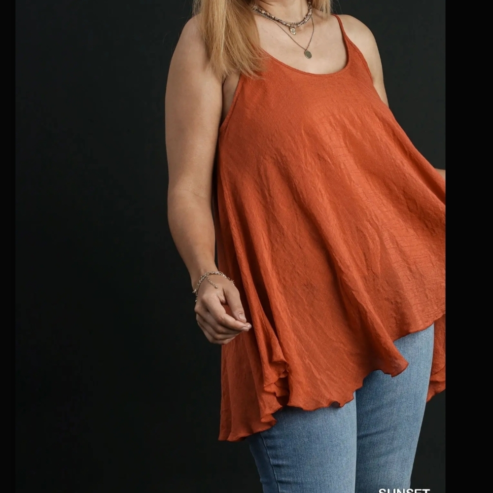 Umgee Burnt Orange Flowy Tank Top